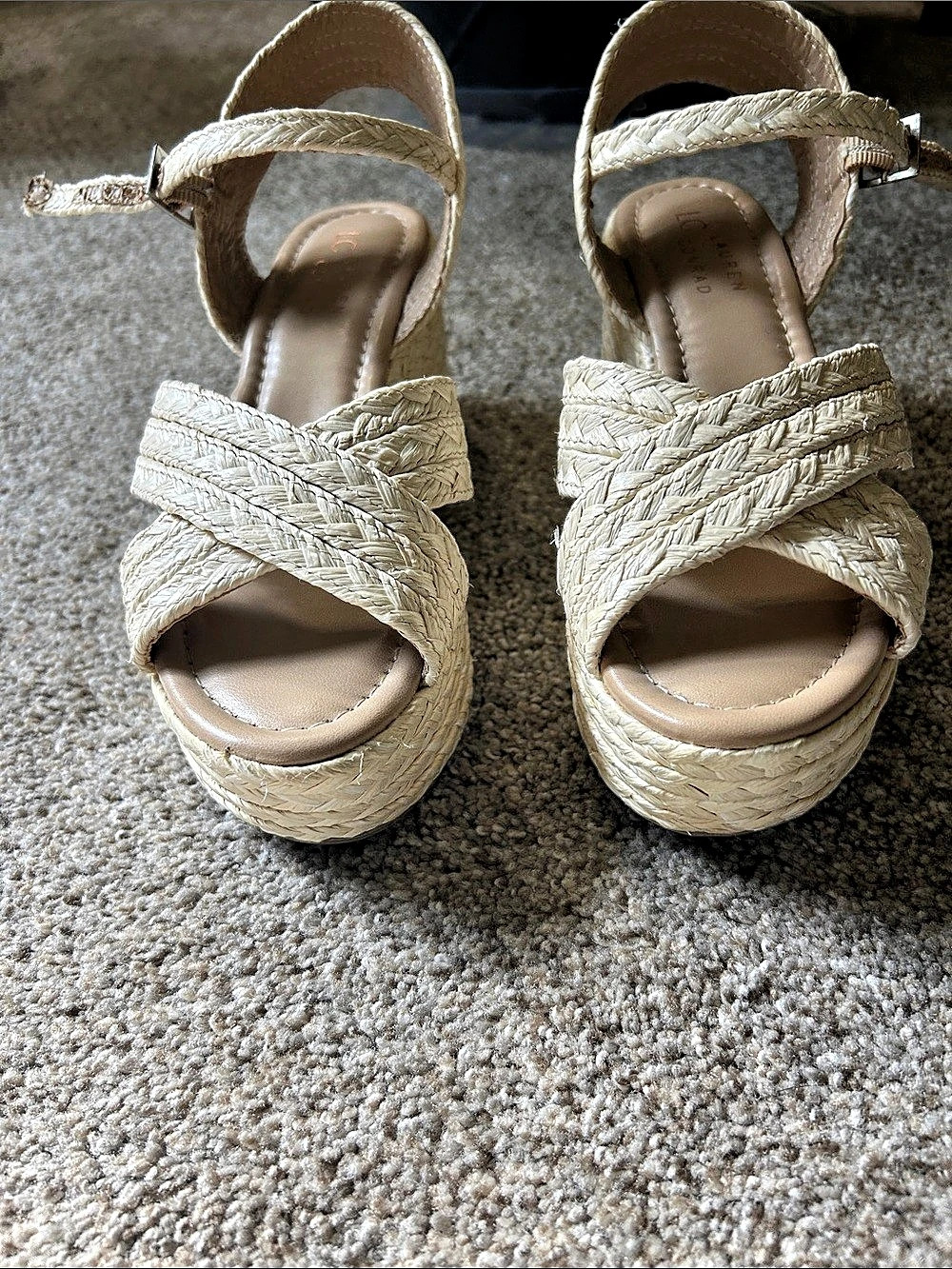 LC Lauren Conrad Cream Wedge Sandals